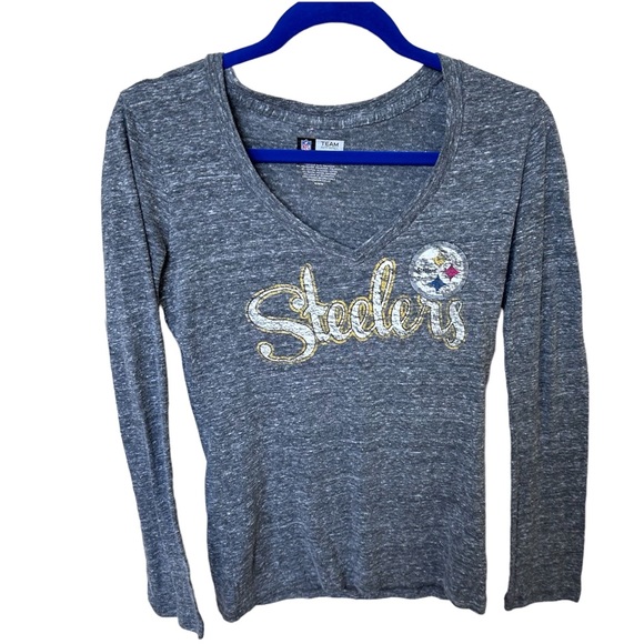 Team Apparel NFL Pittsburgh Steelers Long Sleeve Graphic Tee-Shirt Size M EUC - Picture 1 of 6